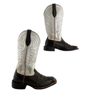 Ladies Ariat Circuit Shiloh White / Brown Leather Western Boots Size 8.5 B